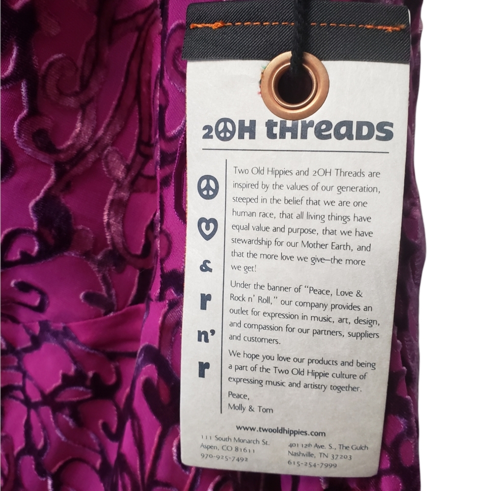 2OH THREADS & 2 HIPPIES MAXI DRESS SOFT SILK RAYLON PINK PURPLE FUCHSIA - Picture 5 of 6